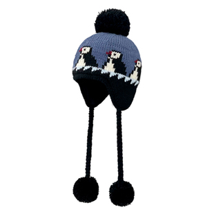 可爱企鹅绑带毛球针织毛线帽子女冬季加厚保暖骑车防寒护耳套头帽