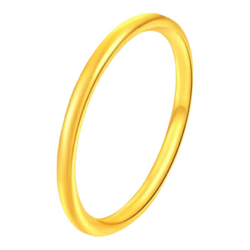 黄金素圈戒指金包银实心情侣对戒古法光面银包金戒指七夕女友礼物