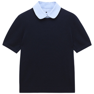 【新品】OCHIRLY欧时力 可拆卸领子羊毛假两件短袖针织毛衣26春