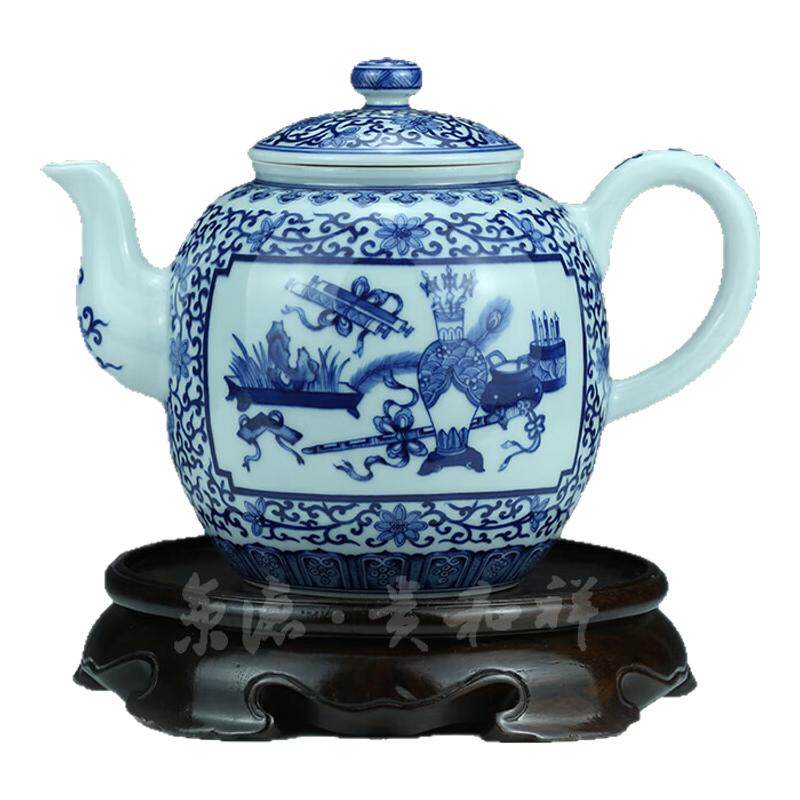 茶水壶贵和祥陶瓷博古图青花瓷