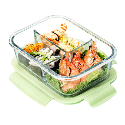 玻璃饭盒可微波炉加热专用碗上班族带饭餐盒水果便当盒分隔保鲜盒