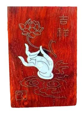 螺钿镶嵌紫檀木平安牌461小叶紫檀银丝创意非遗技艺把玩挂件木雕