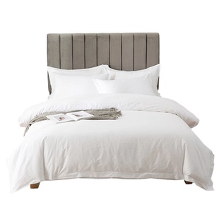 宾馆酒店布草民宿四件套纯棉床上用品白色贡缎床单床笠被套定制棉