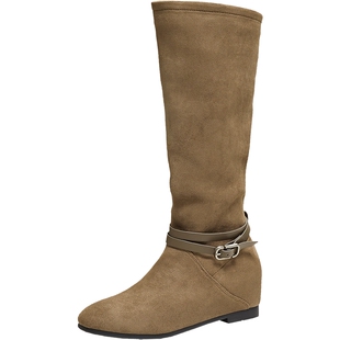 TATA他她长靴女鞋冬季新款时装靴高筒靴粗跟堆堆靴子JYP01DG5奥莱