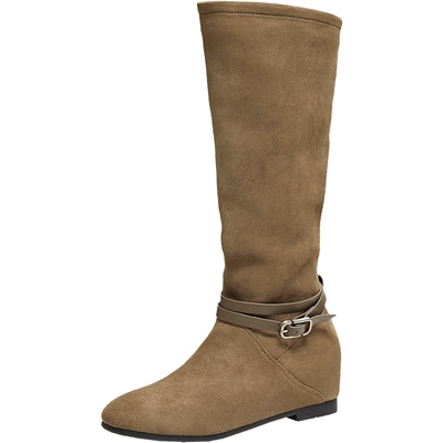 TATA他她长靴女鞋冬季新款时装靴高筒靴粗跟堆堆靴子JYP01DG5奥莱