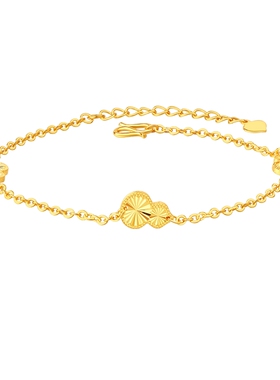 999足金老庙小福禄车花葫芦手镯