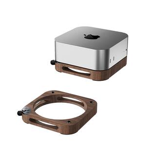 适用苹果新款macmini M4/M4Pro桌面支架底座Mac mini电脑主机配件迷你支撑架胡桃实木散热通风防尘架子保护壳
