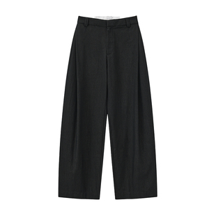 CUBIC复古摩登宽松廓形裤子深灰色阔腿裤EP2001