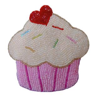 日韩零钱包女可爱纸杯蛋糕卡包手工珠绣清新粉色串珠硬币包斜挎包