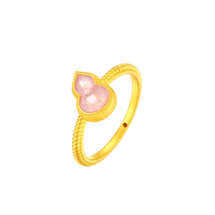 周大福SOINLOVE 蜜粉金十里红妆福禄葫芦黄金足金戒指生日礼物