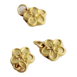 18K包金镀金保色古法仿金小桃花吊坠10mmdiy饰品配件材料手链挂饰