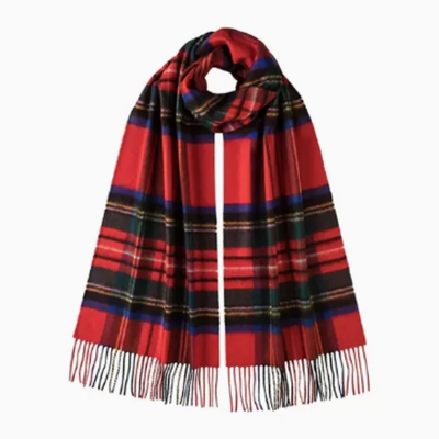 JOE秋冬宽幅格纹羊绒围巾男女