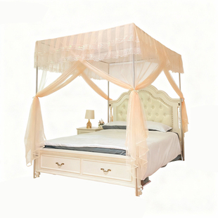 单独蚊帐加密双层蚊帐公主三开门无荧光蚊帐四柱蚊帐内绑带老式防