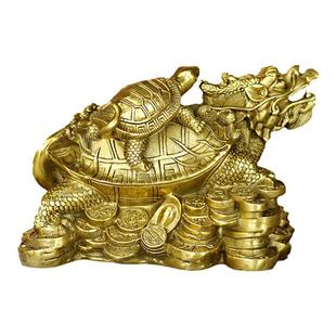 久鉴 铜龙龟摆件  母子龟铜背小龟元宝 居家办公装饰 金属工艺品