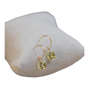 手作橄榄黄钻锆石耳挂925银饰耳钩ins风简约气质耳环耳饰女20130