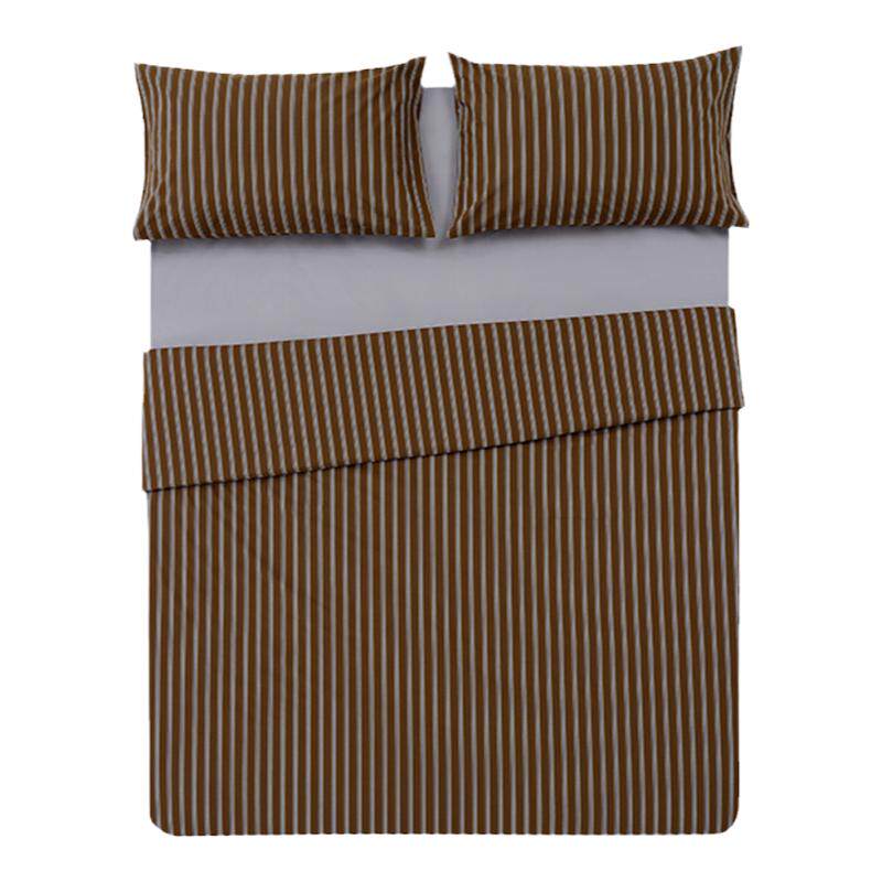 JNBYHOME江南布衣条纹四件套60支全棉新四件套床品床单床笠棕色