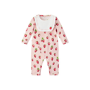 Milkbarn2026春季新品新生婴儿围兜长袖连体服宝宝爬服哈衣小月龄