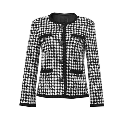 千鸟格粗花呢短外套优雅毛呢外套
