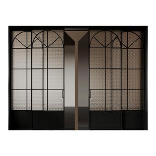 TATA木门复古风厨房三联动推拉门铝合金阳台折叠推拉移门LBFG02-T