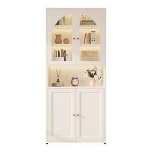 法式金属书柜长虹玻璃防尘儿童书架客厅落地靠墙展示柜铁皮储物柜