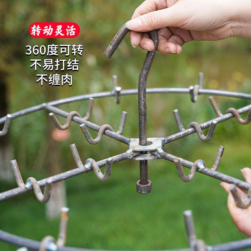 加粗烟熏腊肉专用旋转架子焊接家用烤鸭香肠火腿户外挂架晾晒神器