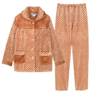 加厚秋冬季珊瑚绒睡衣女套装法兰绒保暖可外穿加绒长袖宽松家居服