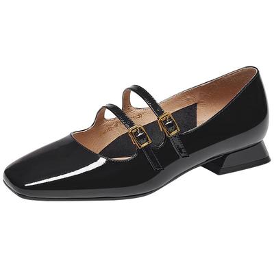 接吻猫复古双带方头玛丽珍