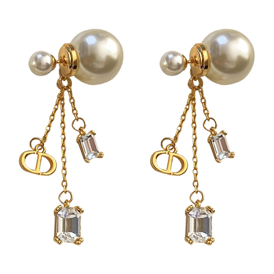 猪鼻子双面珍珠耳环女士欧美复古高级感耳钉韦雪同款金属吊坠耳饰