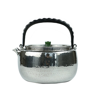 纯银时代 豆荚提梁烧水壶足银999纯手工一张口打出日式精工1000ml