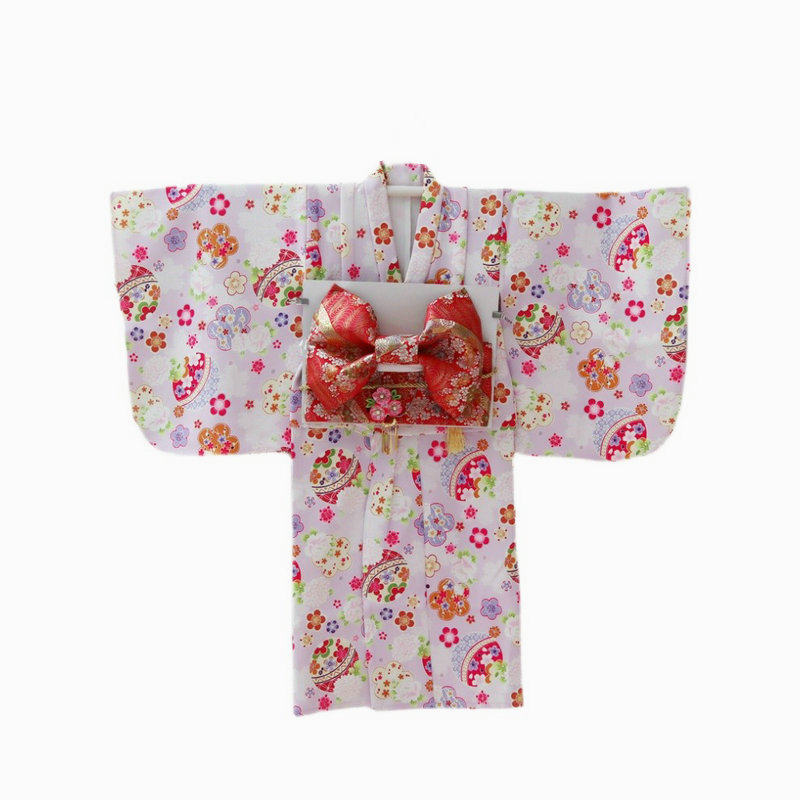 特价日系女童振袖正装和服配腰封