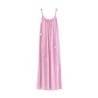 入夏INSUMMER粉色度假风连衣裙