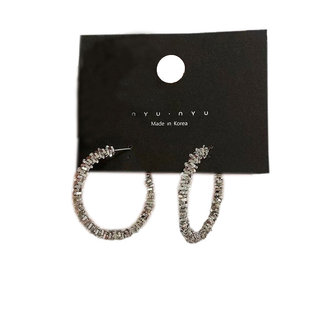 nyunyu韩国饰品东大门代购耳饰水钻高级银针新款耳圈满钻圆圈耳环