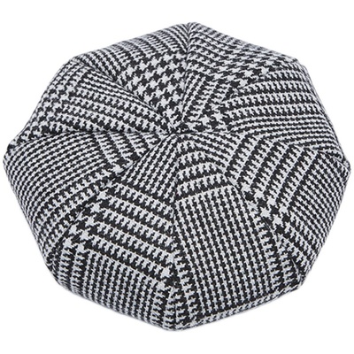 千鸟格毛呢休闲风八角帽贝雷帽