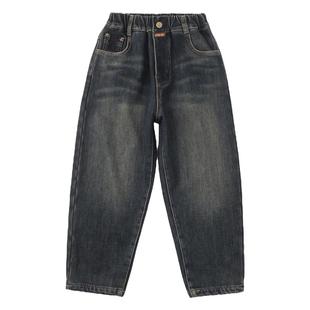 儿童男裤2025新款男童牛仔裤一体绒加绒保暖裤子学生棉裤薄绒宽松