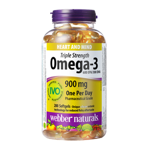 WebberNaturals伟博3倍浓缩Omega3鱼油成人EPA高纯深海鱼油200粒