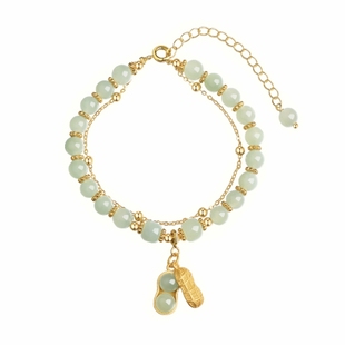 和田玉手链女好事花生纯银2026年新款天然手串福牌生日礼物转运珠