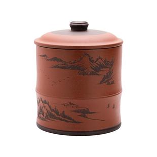 原矿紫砂茶叶罐大号普洱七子饼存茶罐防潮密封罐陶瓷醒茶盒储茶缸
