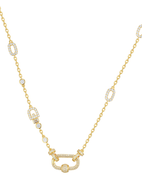 金包银万能扣头百搭吊坠锁骨链