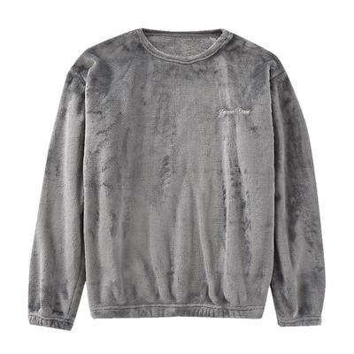 法兰绒男士睡衣上衣圆领套头暖暖