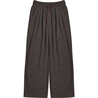 O3PARK秋款复古学院风格纹西裤