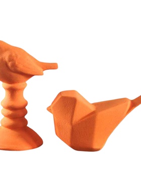 北欧风格陶瓷哑光拉丝橙色小鸟