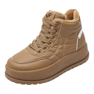 黑色工作鞋女冬季加绒加厚棉鞋防水防滑厨房鞋百搭运动鞋面包鞋子