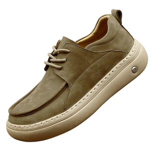 外贸男鞋真皮秋季皮鞋男百搭时尚休闲板鞋子男款爆款低帮厚底潮鞋