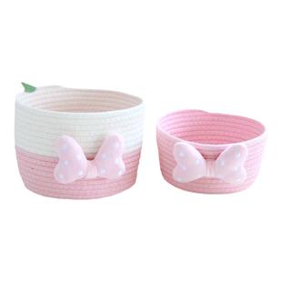 ins风家居收纳盒杂物化妆品玄关桌面零食整理收纳筐手工编织置物