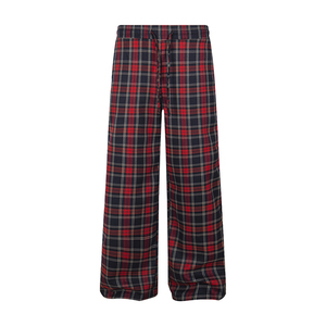 Amoeba美式红色格纹休闲裤男女秋季新款高腰松紧抽绳垂感阔腿裤