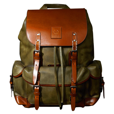 汉名仕大容量头层牛皮双肩包