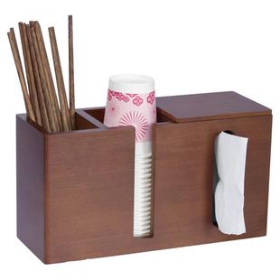 竹制多功能收纳盒商用餐厅筷子筒饭店面馆餐巾纸盒纸巾筷子筒定制