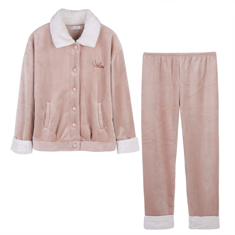 加厚款韩版宽松法兰绒家居服套装