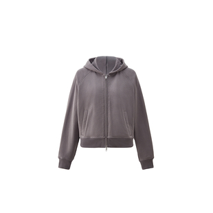 OCHIRLY欧时力 纯棉连帽卫衣外套女重磅休闲上衣内搭2024秋冬新品