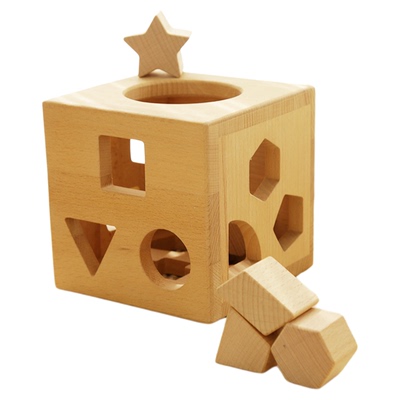 实木积木形状配对玩具盒塞塞乐